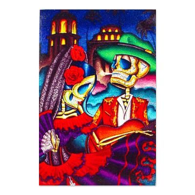 Colorful Underworld,'Mexican Wood Magnet with Day of the Death Decoupage'