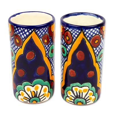 Hidalgo Fiesta,'Talavera-Style Ceramic Tumblers (Pair)'