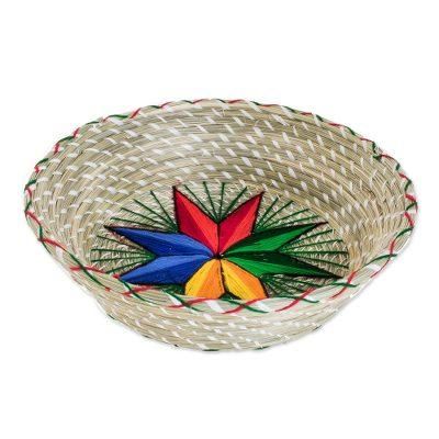 Artisanal Star,'Colorful Star Natural Fiber Decorative Basket from Guatemala'
