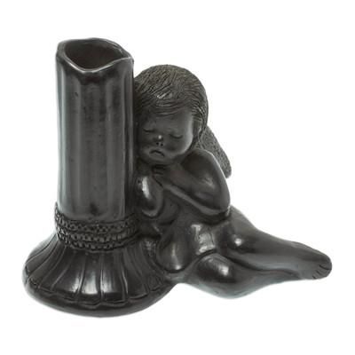 Sleeping Angel,'Handmade Taper Candleholder in Ceramic'