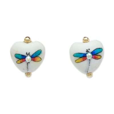 'Gold-Accented Firefly Howlite Stud Earrings in Vibrant Hues'