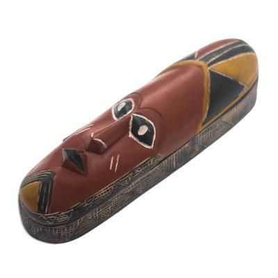 African Pride,'Wood Decorative Box Shaped Like an African Mask'