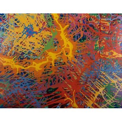Hiding the Void,'Colorful Abstract Acrylic Painting'