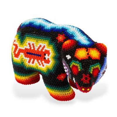 Scorpion Bear,'Huichol Beaded Bear Figurine'