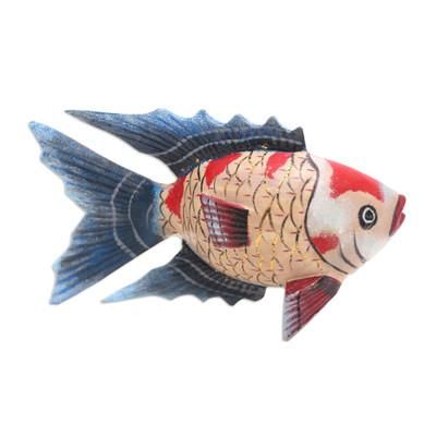 Queen Koi,'Handmade Jempinis Wood Koi Fish Statuette'