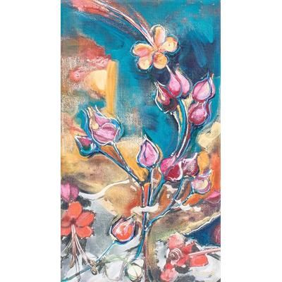 Beneath the Water,'Original Signed Costa Rican Fine Art Flower Painting'
