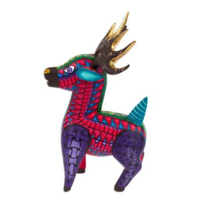 Charming Deer,'Wood Alebrije Deer Figurine Painted by Hand in Mexico'
