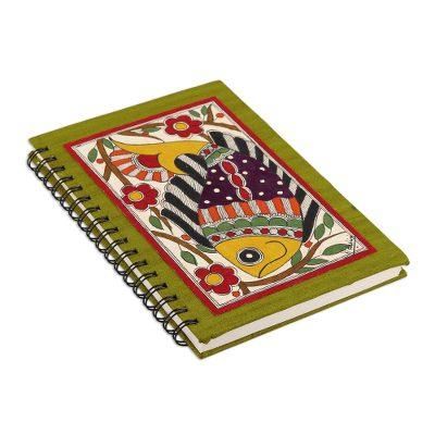 Dreamy Fish,'Handmade Paper Fish Journal with a Metal Spiral Binding'