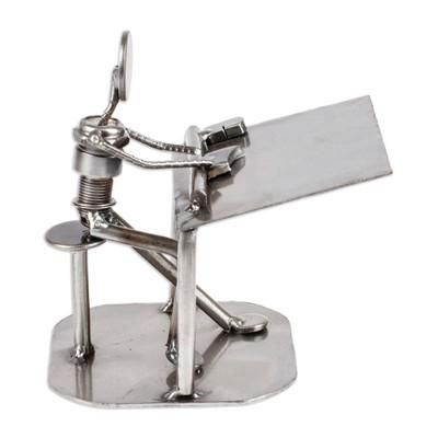 'Rustic Architect' - Recycled Metal and Auto Parts Drafting Table Sculpture