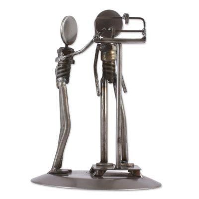 Rustic Nutritionist,'Rustic Recycled Auto Part Sculpture of a Nutritionist'
