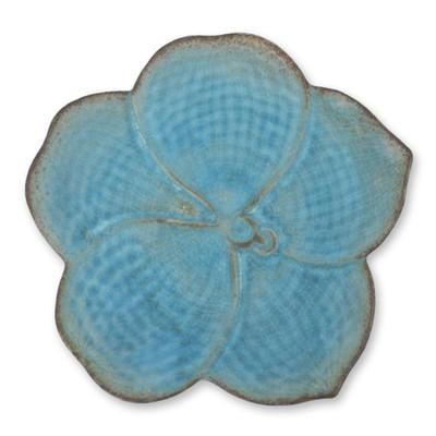 Celadon ceramic serving plate, 'Turquoise Vanda'