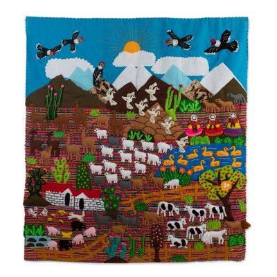 Ancash Vista,'Large Arpillera Wall Hanging'