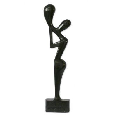 Wood sculpture, 'Call to Unity' - Unique Abstract Wood Sculpture