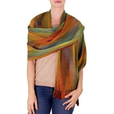 Bamboo fiber shawl, 'Nature's Ethereal Inspiration'