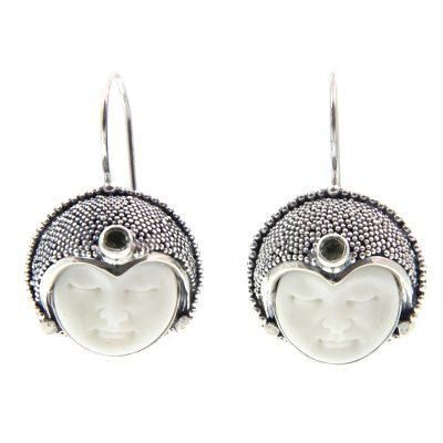 'Royal Lady' - Artisan Crafted Sterling Silver and Bone Earrings