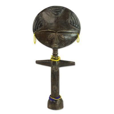 Mansa Woman,'Wood and Recycled Glass Beaded Fertility Doll from Ghana'