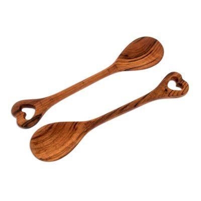Heart of Maya,'Hand Carved Guatemalan Wood Serving Spoons (Pair)'