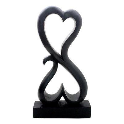 'Love Unites' - Artisan Crafted Romantic Wood Sculpture
