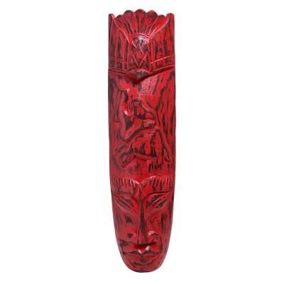 Ancient Elephant,'Handmade Red Elephant Mask from Bali'