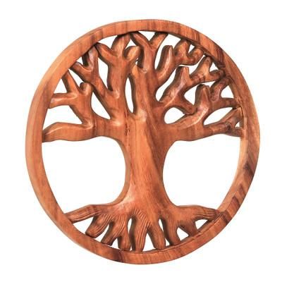 Living Tree,'Modern Balinese Relief Panel Tree Theme Wall Sculpture'