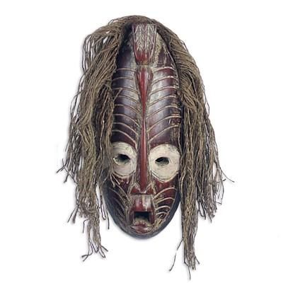 Hand Crafted African Sese Wood Oblong Mask with Dove Head 'Whisper of the Dove'