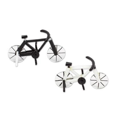 'Set of Two 3-inch Art Glass Bicycle Miniatures from Mexico'