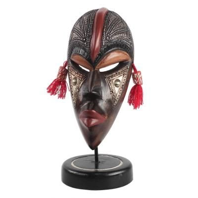 Striking Beauty,'Handmade African Sese Wood Tabletop Mask from Ghana'