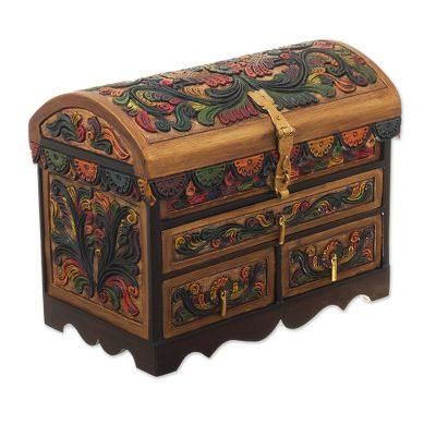 Cedar Embellished Wood Domed-Lid Jewelry Box'