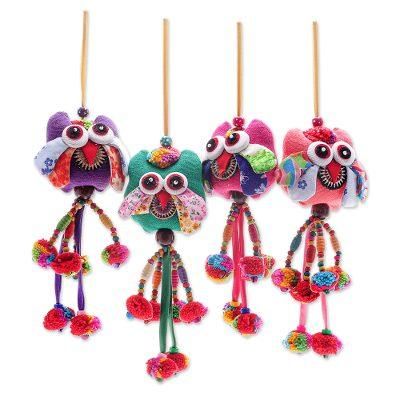 Pretty Owl,'Handcrafted Cotton-Blend Owl Ornaments (Set of 4)'
