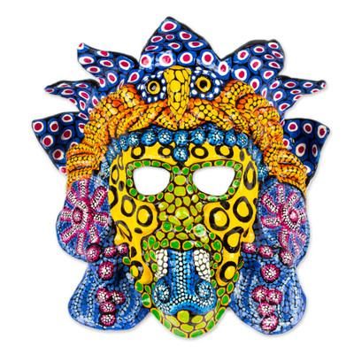 Kukulkan in Colors,'Handcrafted Signed Papier Mache Mexican Plumed Serpent Mask'