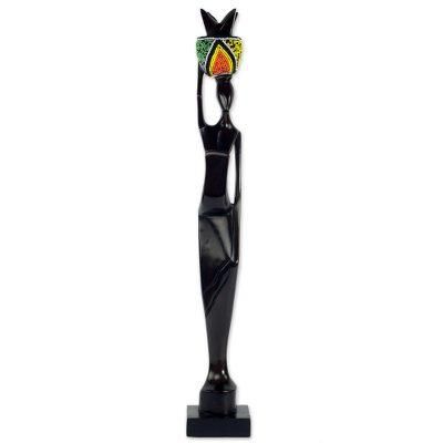 Akatua,'Handmade Ghanaian Ebony Wood and Recycled Glass Sculpture'