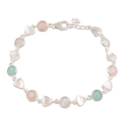 'Faceted Multi-Gemstone Link Bracelet from India'