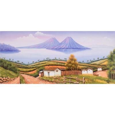 Magic Sunset,'Painting of a Sunset at Lake Atitlan from Guatemala'