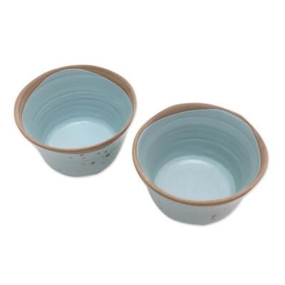 Blue Bell,'Dessert Bowls Handmade in Java (Pair)'