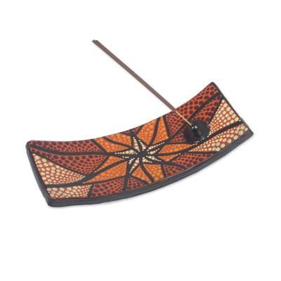 'Hand-Painted Starfish Ceramic Incense Holder in Warm Hues'