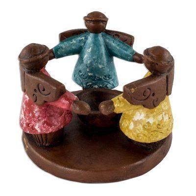 Angel Ceremony,'Angel Tealight Candleholder Handcrafted in Terracotta'