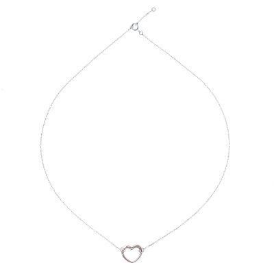 Big Heart,'Rose Gold Accented Sterling Silver Heart Necklace'