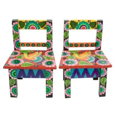 Free Orange Bird,'Hand-Painted Decorative Mini Stools from Guatemala'
