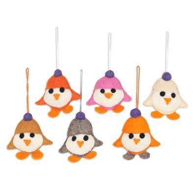 Birds in Hats,'Handmade Bird Ornaments (Set of 6)'