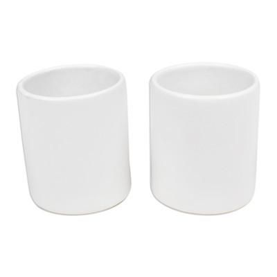 Enjoy the Day,'Set of 2 Handcrafted Minimalist White Ceramic Cups from Bali'