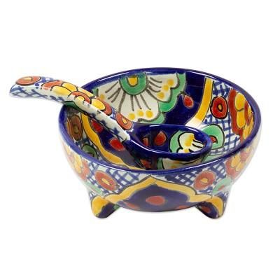 Hidalgo Fiesta,'Handmade Ceramic Bowl and Spoon Set'