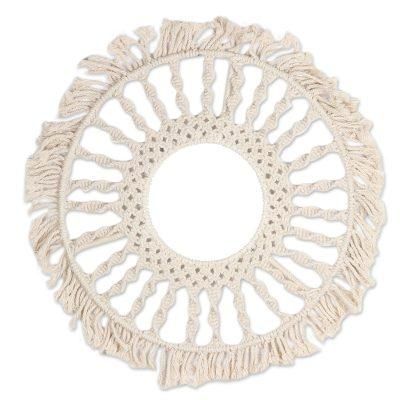 Shining Reflection,'Hand Crafted Cotton Macrame Wall Mirror'