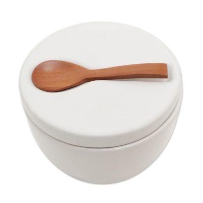 Midday Meal,'Handmade Ceramic Condiment Set with Wood Spoon (3 Pcs)'
