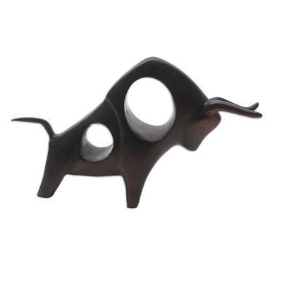 Stamina and Strength,'Handmade Cement Bull Statuette from Java'