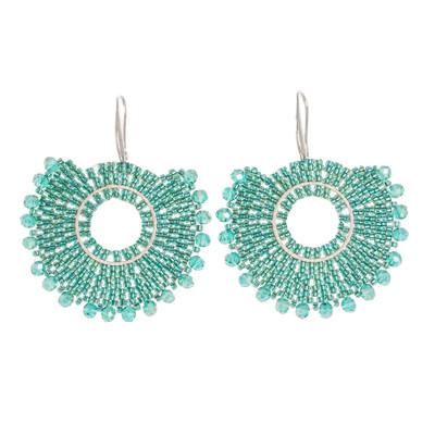 Delight in Aqua,'Aqua Green Glass Beaded Dangle Earrings from Costa Rica'