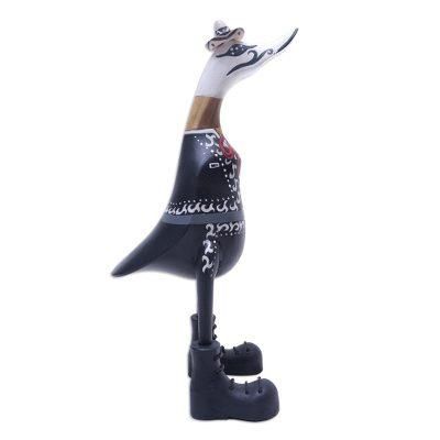 Duck of the Dead,'Bamboo and Teak Wood Duck Sculpture of Day of the Dead'