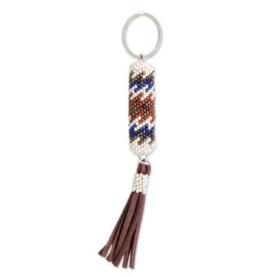 Chic Subtlety,'Beaded Leather Keychain and Bag Charm Handmade in Guatemala'