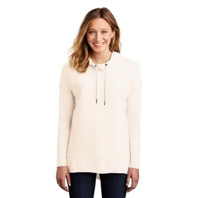 District DT671 Women's Featherweight French Terry Hoodie T-Shirt in Gardenia size XL | Cotton/Polyester Blend