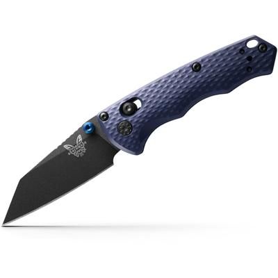 Benchmade Full Immunity Folding Knife 2.5in CPM-M4 Cobalt Black Cerakote Wharncliffe Blade Crater Blue Aluminum Handle 290BK