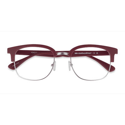 Female s browline Matte Burgundy Plastic, Metal Prescription eyeglasses - Eyebuydirect s Yokote